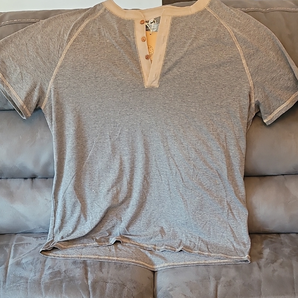 Casual Gray Henley Tee for Men